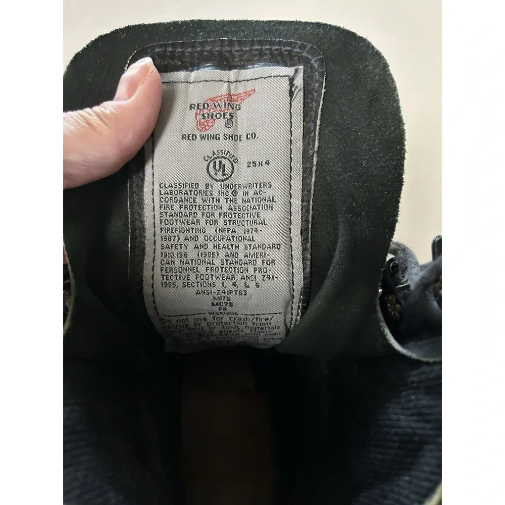 Red Wing 4475 Firefighter Boots Men's 9.5W Black Leather USA NFPA Vibram